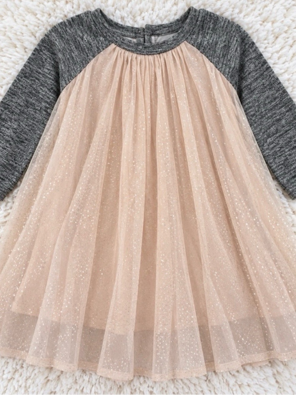 GAP Girls Sparkle Tulle Dress - Gray & Plush Pink